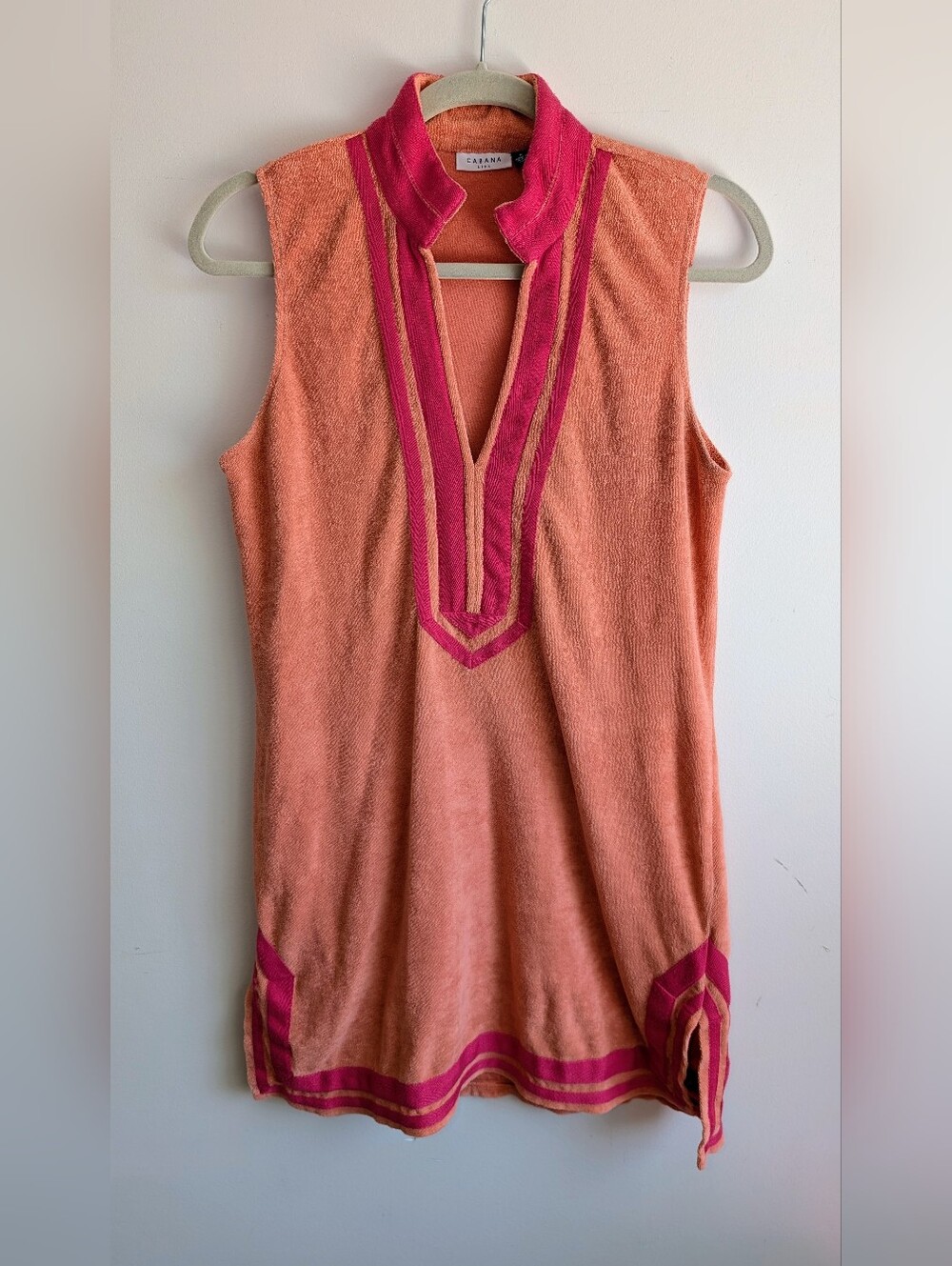 Cabana Life Sleeveless Pink-Orange Terry Tunic Top